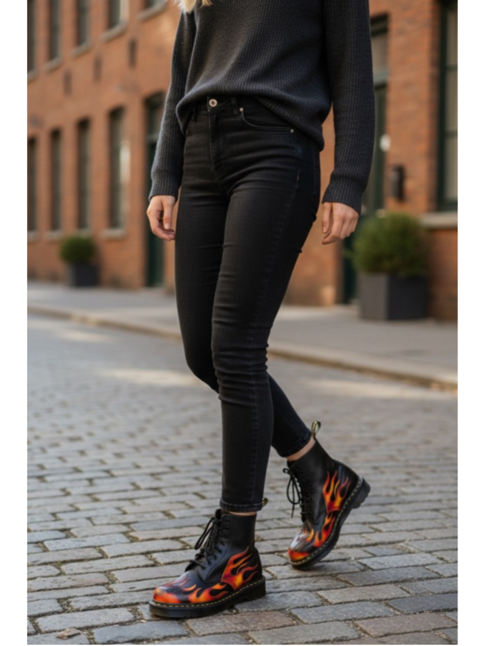 Dr. Martens 1460 Pascal Flame Boots Black Red US 8 - Picture 6 of 6